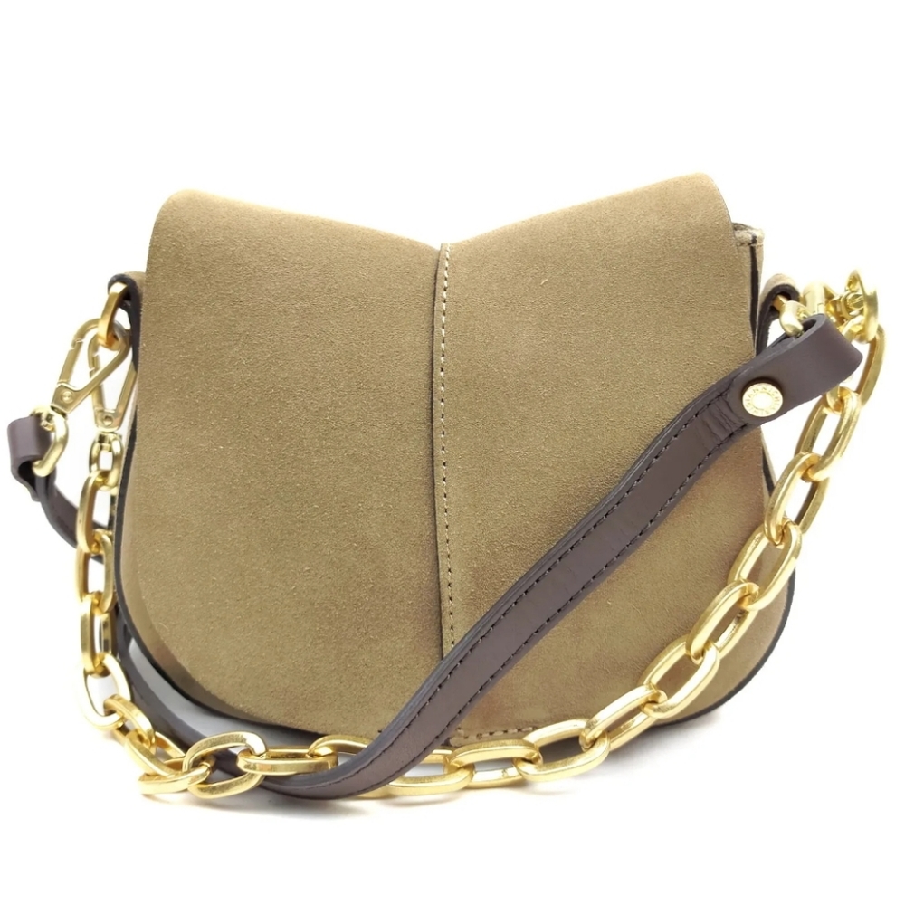 Gianni Chiarini Crossbody Bag Suede Leather Beige 2 way Purse EUC Italy